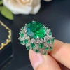 New jewelry wholesale, European and American ring, women's imitation red corundum emerald blue spinel, full diamonds, luxurious setting, high-end women's style details Picture